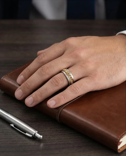 The Golden Kinetic: Two-Tone Cuban Link Spinner Band
