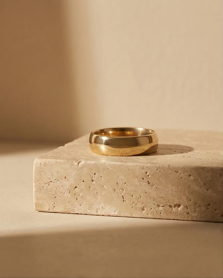 Gilded Elegance: High-Polish Signature Ring