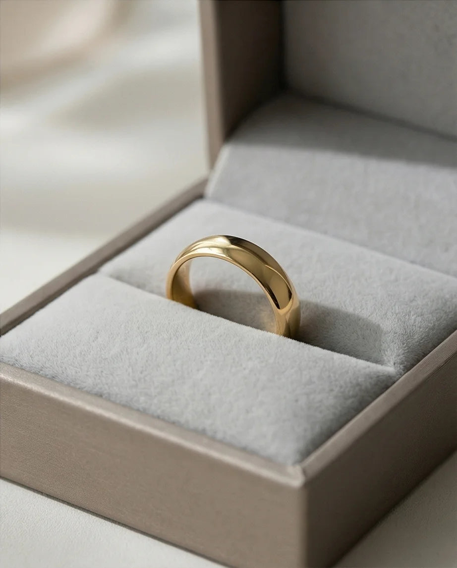 Gilded Elegance: High-Polish Signature Ring