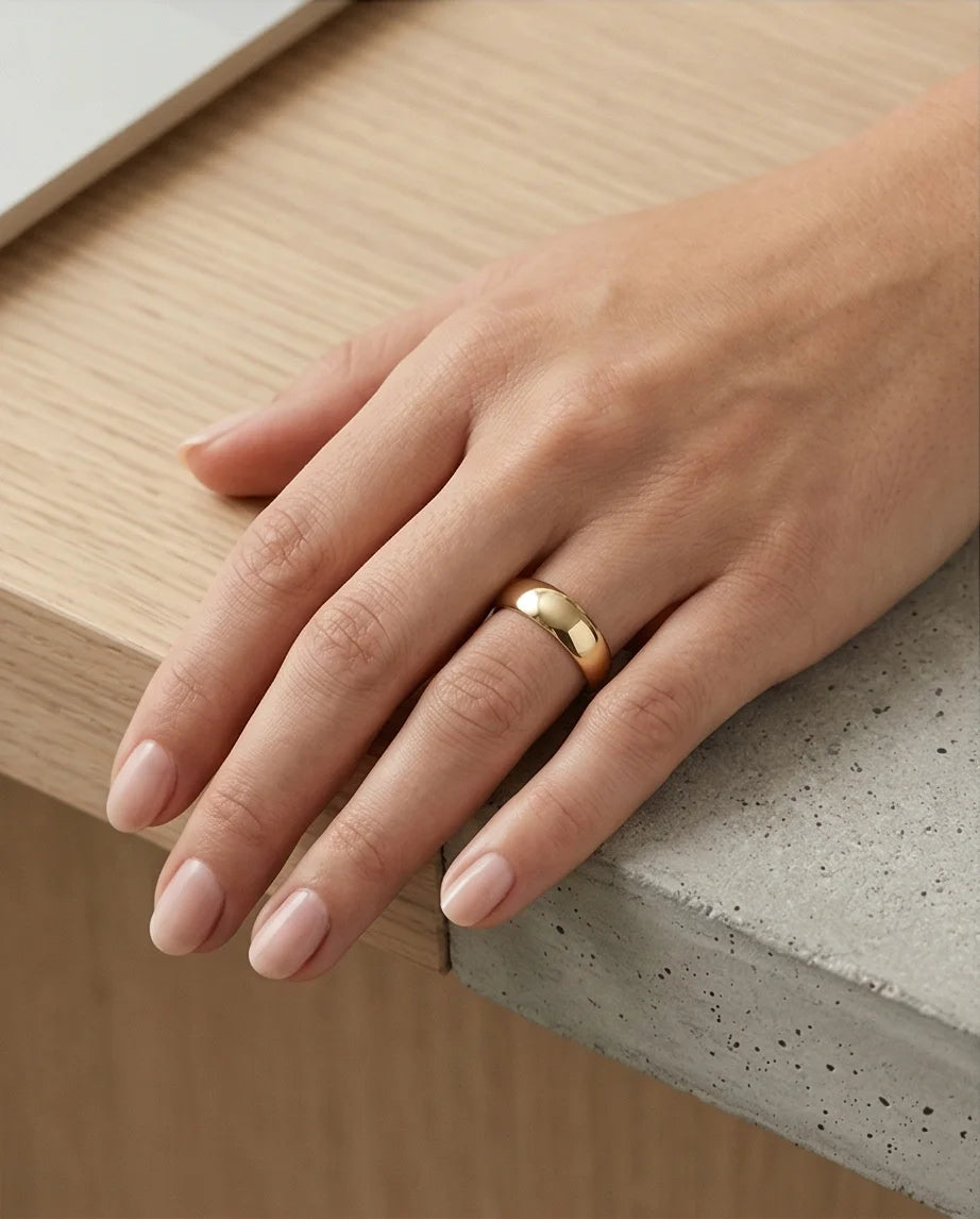 Gilded Elegance: High-Polish Signature Ring