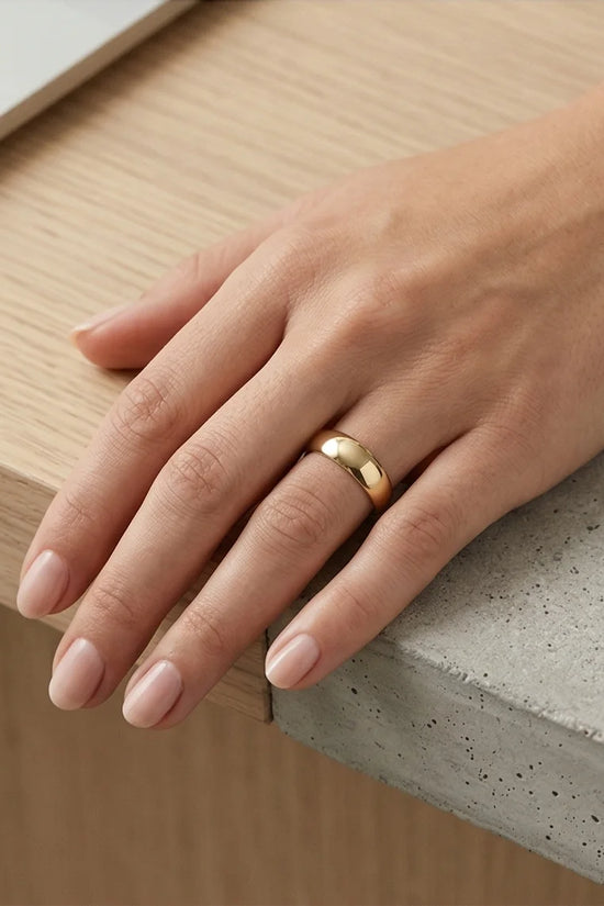 Gilded Elegance: High-Polish Signature Ring