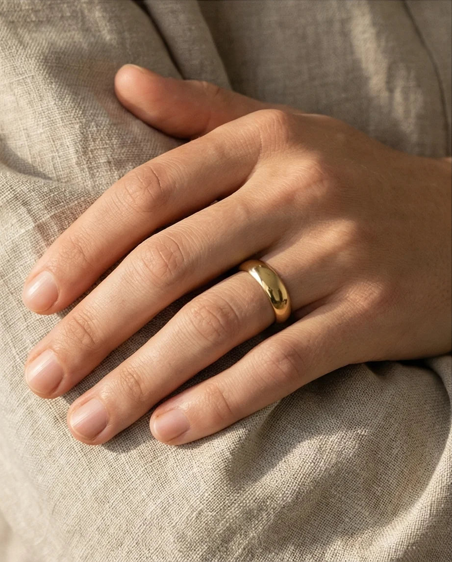 Gilded Elegance: High-Polish Signature Ring