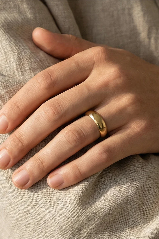Gilded Elegance: High-Polish Signature Ring