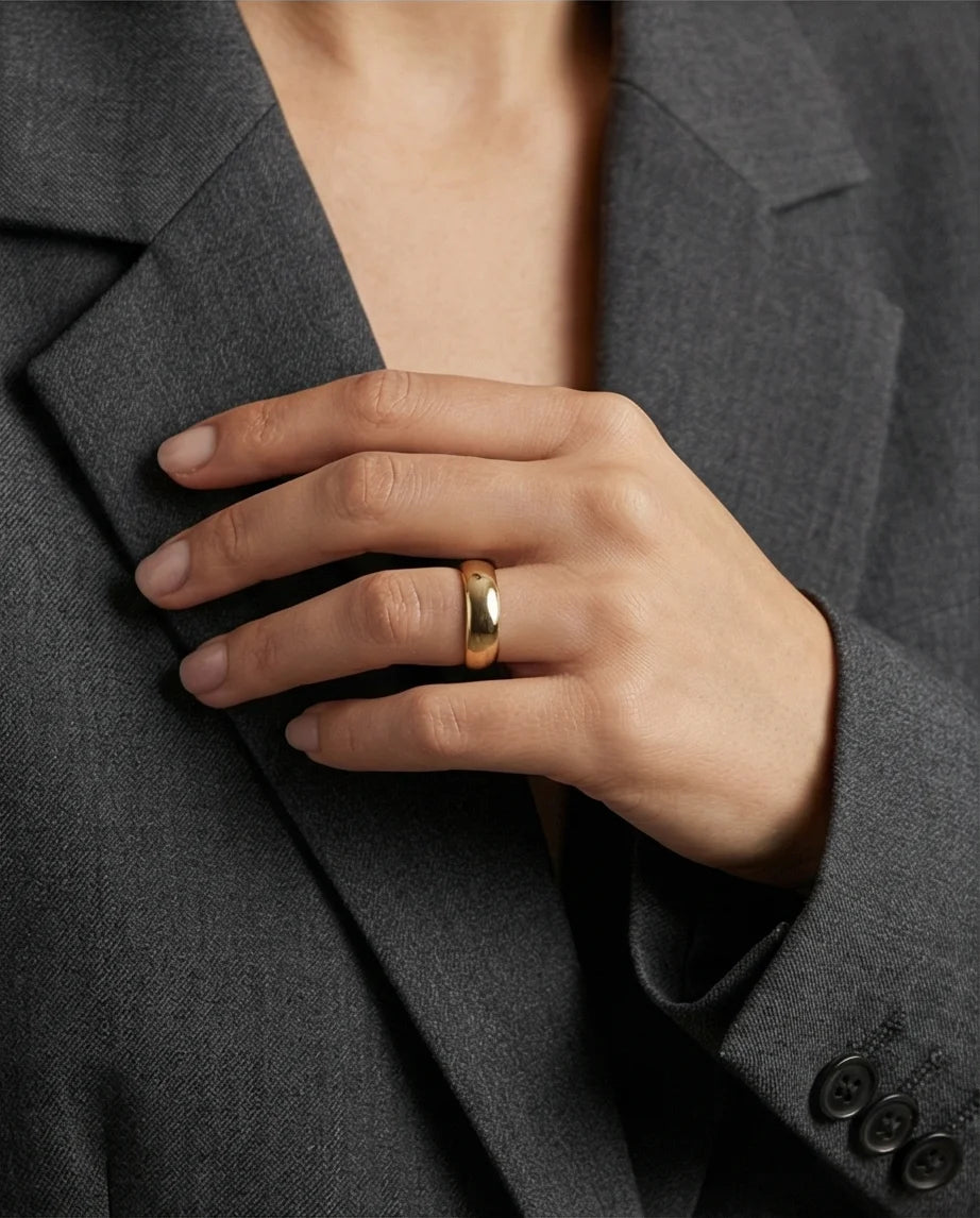 Gilded Elegance: High-Polish Signature Ring