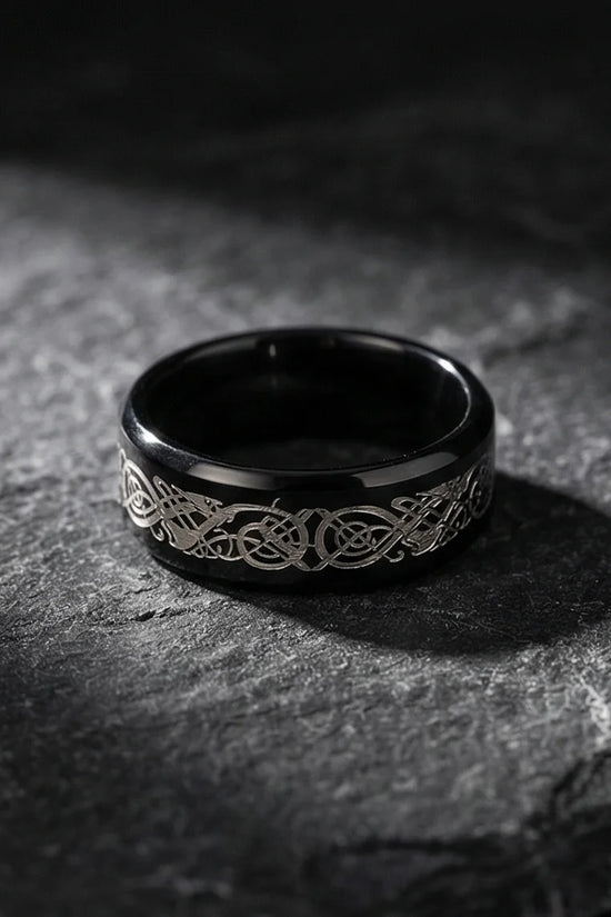 Shadow Sentinel: Silver Celtic Dragon Band