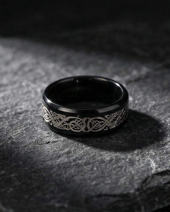 Shadow Sentinel: Silver Celtic Dragon Band