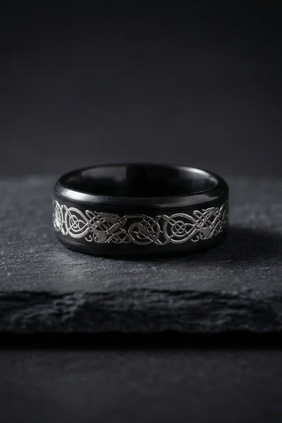 Shadow Sentinel: Silver Celtic Dragon Band