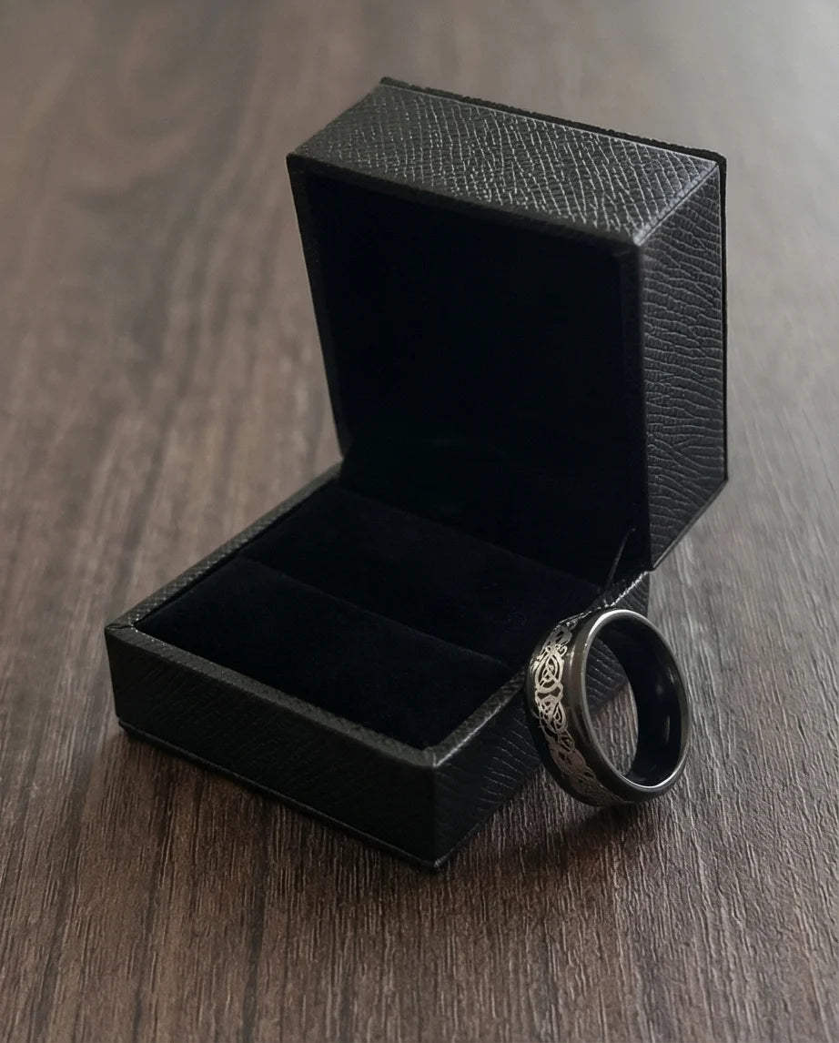 Shadow Sentinel: Silver Celtic Dragon Band