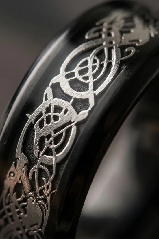 Shadow Sentinel: Silver Celtic Dragon Band