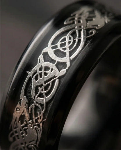 Shadow Sentinel: Silver Celtic Dragon Band