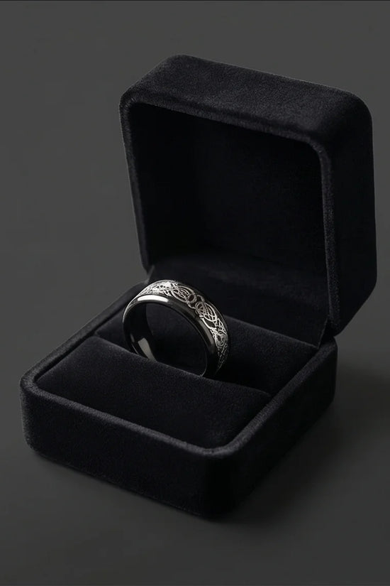 Shadow Sentinel: Silver Celtic Dragon Band