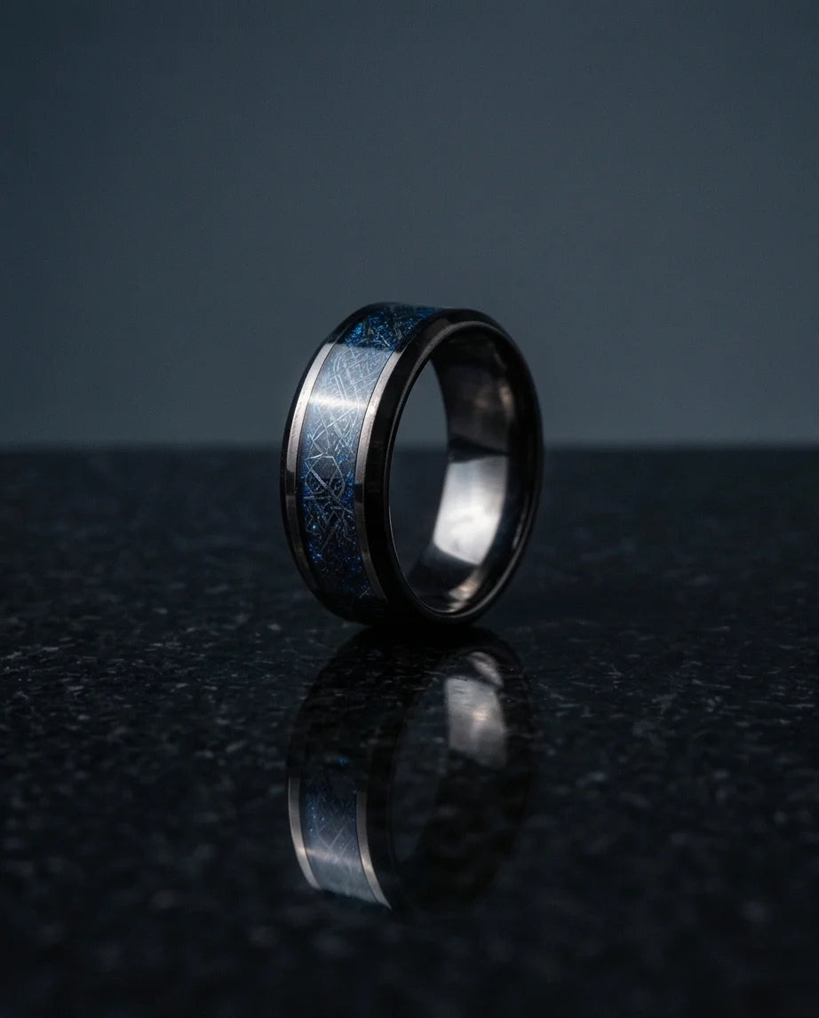 Midnight Galaxy: Cobalt Stardust Inlay Ring