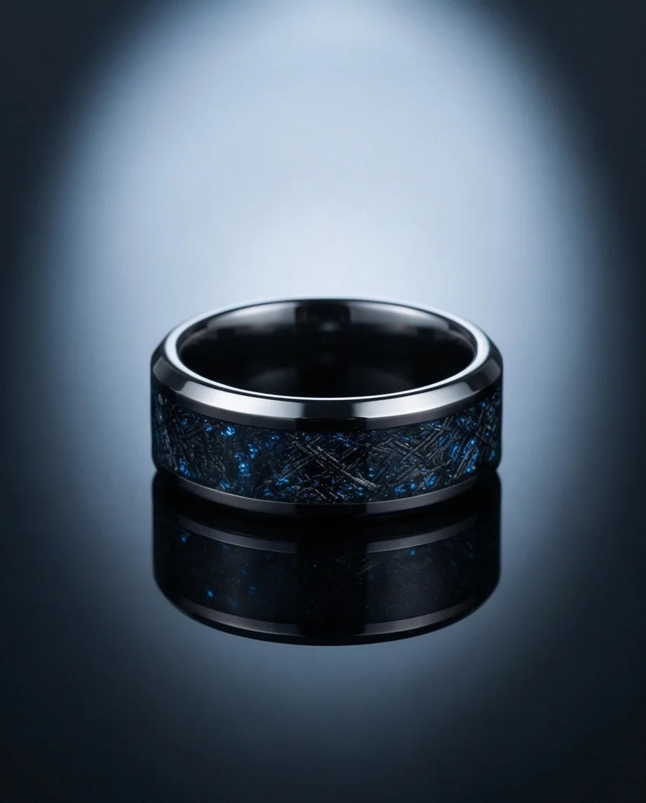 Midnight Galaxy: Cobalt Stardust Inlay Ring
