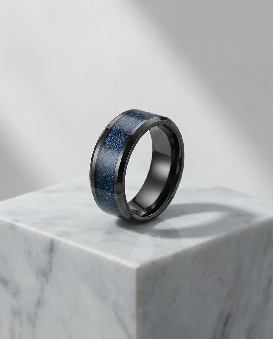 Midnight Galaxy: Cobalt Stardust Inlay Ring