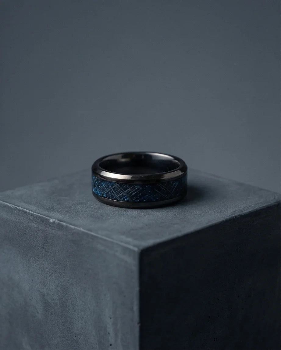 Midnight Galaxy: Cobalt Stardust Inlay Ring