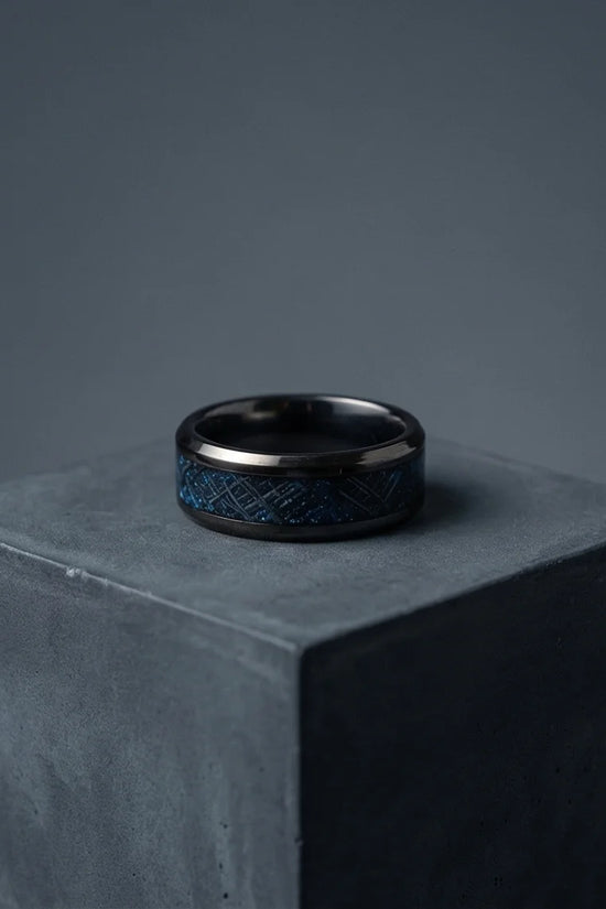 Midnight Galaxy: Cobalt Stardust Inlay Ring