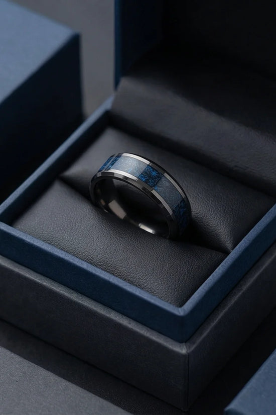 Midnight Galaxy: Cobalt Stardust Inlay Ring