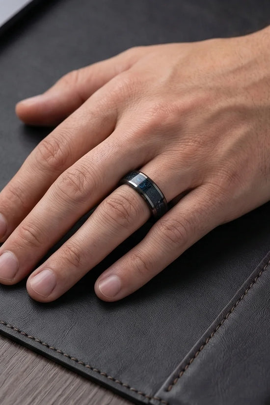 Midnight Galaxy: Cobalt Stardust Inlay Ring