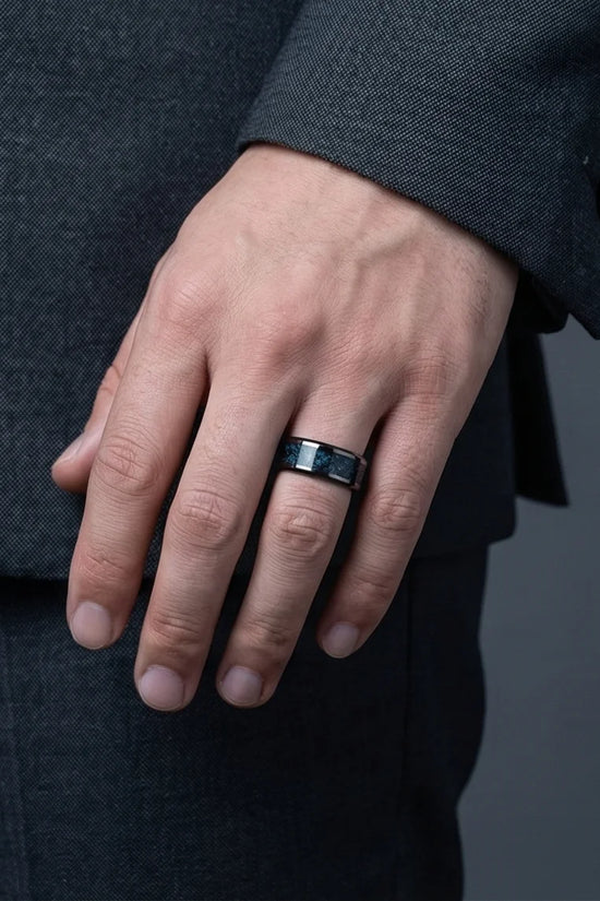 Midnight Galaxy: Cobalt Stardust Inlay Ring
