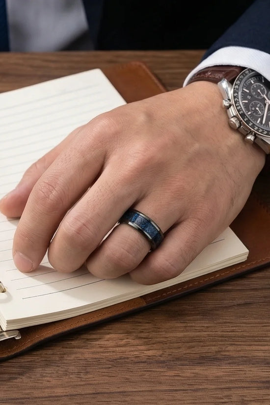 Midnight Galaxy: Cobalt Stardust Inlay Ring
