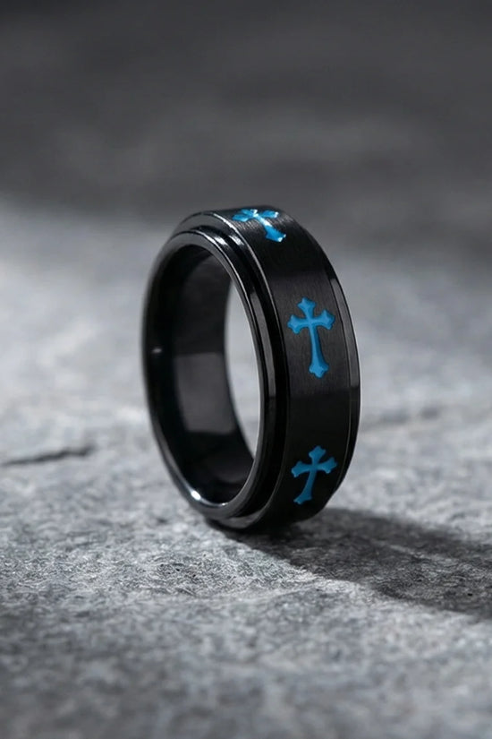 The Azure Creed: Stealth Black Blue Cross Spinner