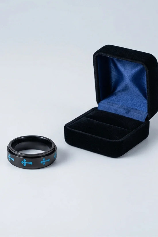 The Azure Creed: Stealth Black Blue Cross Spinner