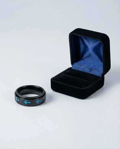 The Azure Creed: Stealth Black Blue Cross Spinner