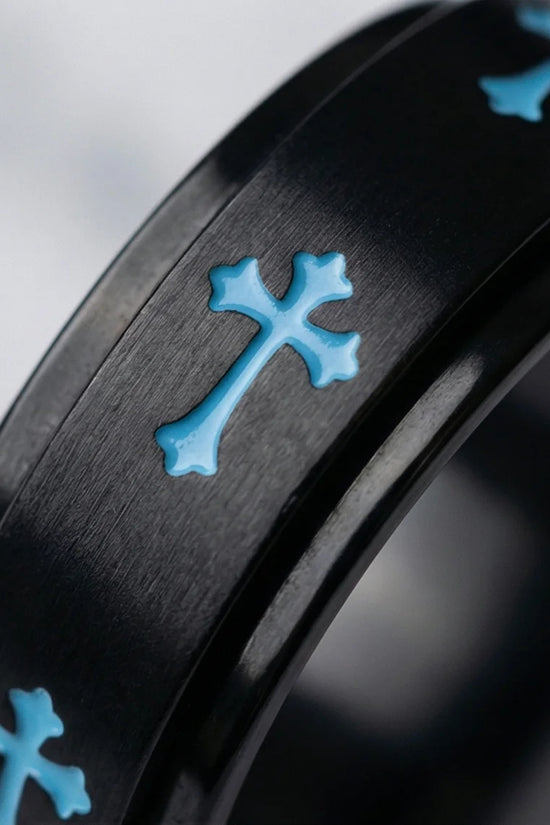 The Azure Creed: Stealth Black Blue Cross Spinner