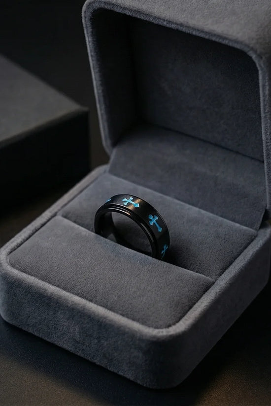The Azure Creed: Stealth Black Blue Cross Spinner
