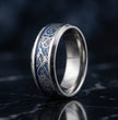 Azure Sentinel: Silver Celtic Dragon Blue Ring