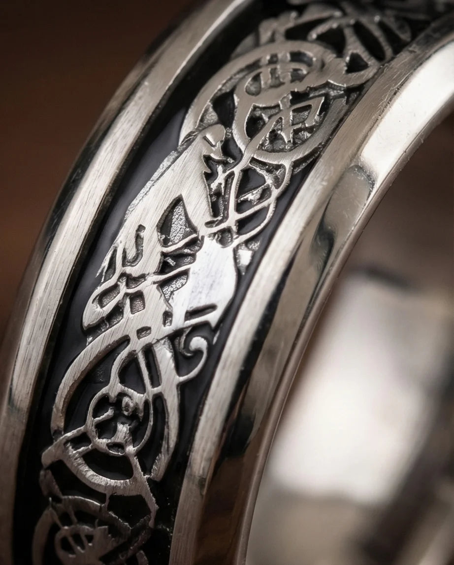 Ancient Heritage: Silver Dragon Knotwork Ring