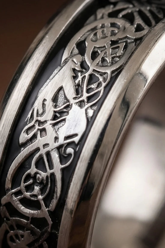 Ancient Heritage: Silver Dragon Knotwork Ring