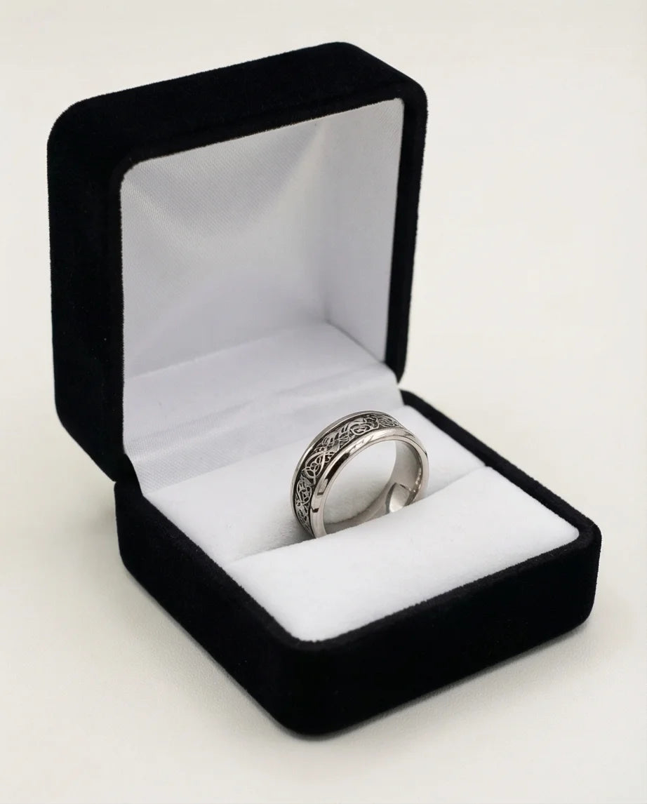 Ancient Heritage: Silver Dragon Knotwork Ring