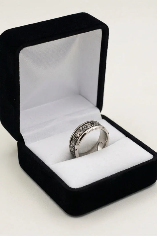 Ancient Heritage: Silver Dragon Knotwork Ring