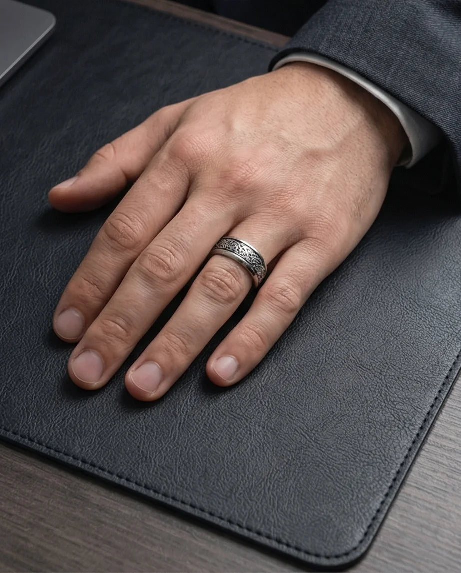 Ancient Heritage: Silver Dragon Knotwork Ring