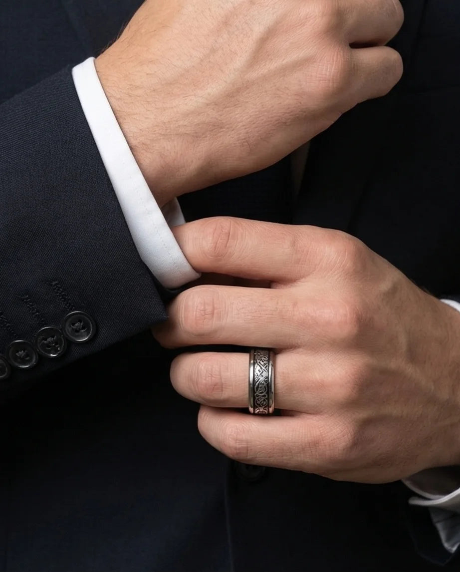 Ancient Heritage: Silver Dragon Knotwork Ring