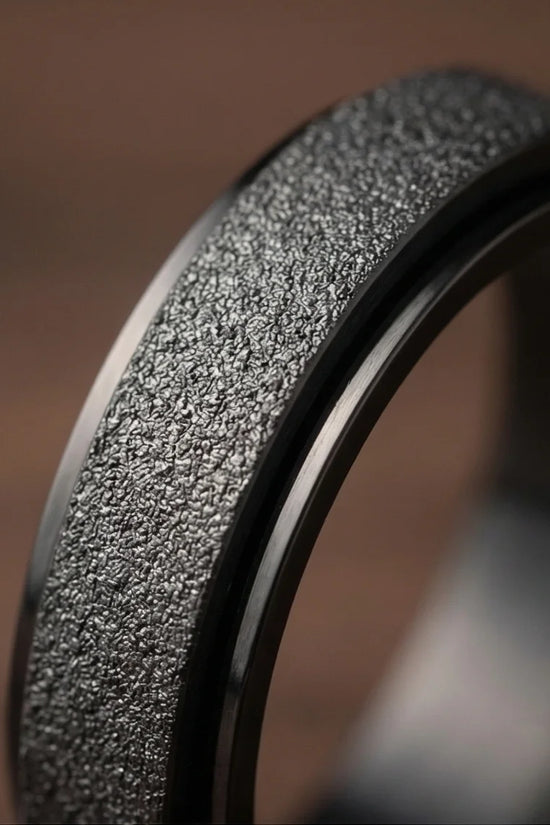 The Obsidian Void: Sandblasted Black Spinner Band