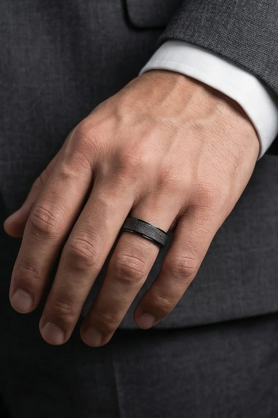The Obsidian Void: Sandblasted Black Spinner Band