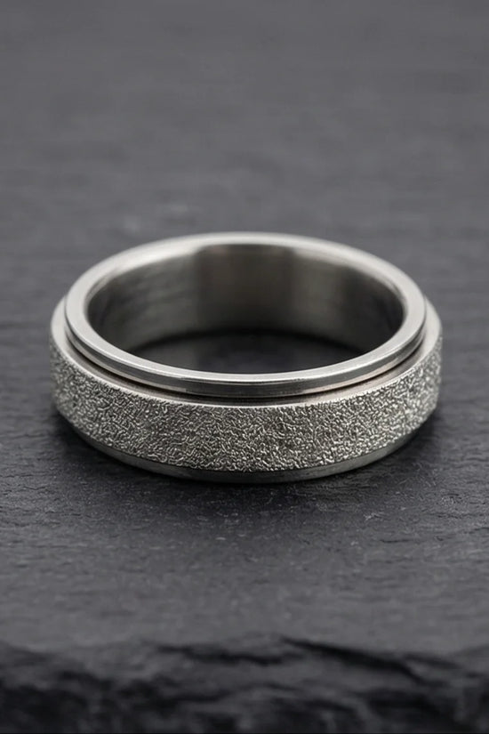 The Stardust Sentinel: Frosted Silver Spinner Band