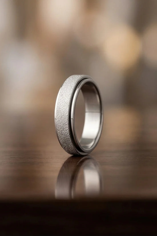 The Stardust Sentinel: Frosted Silver Spinner Band