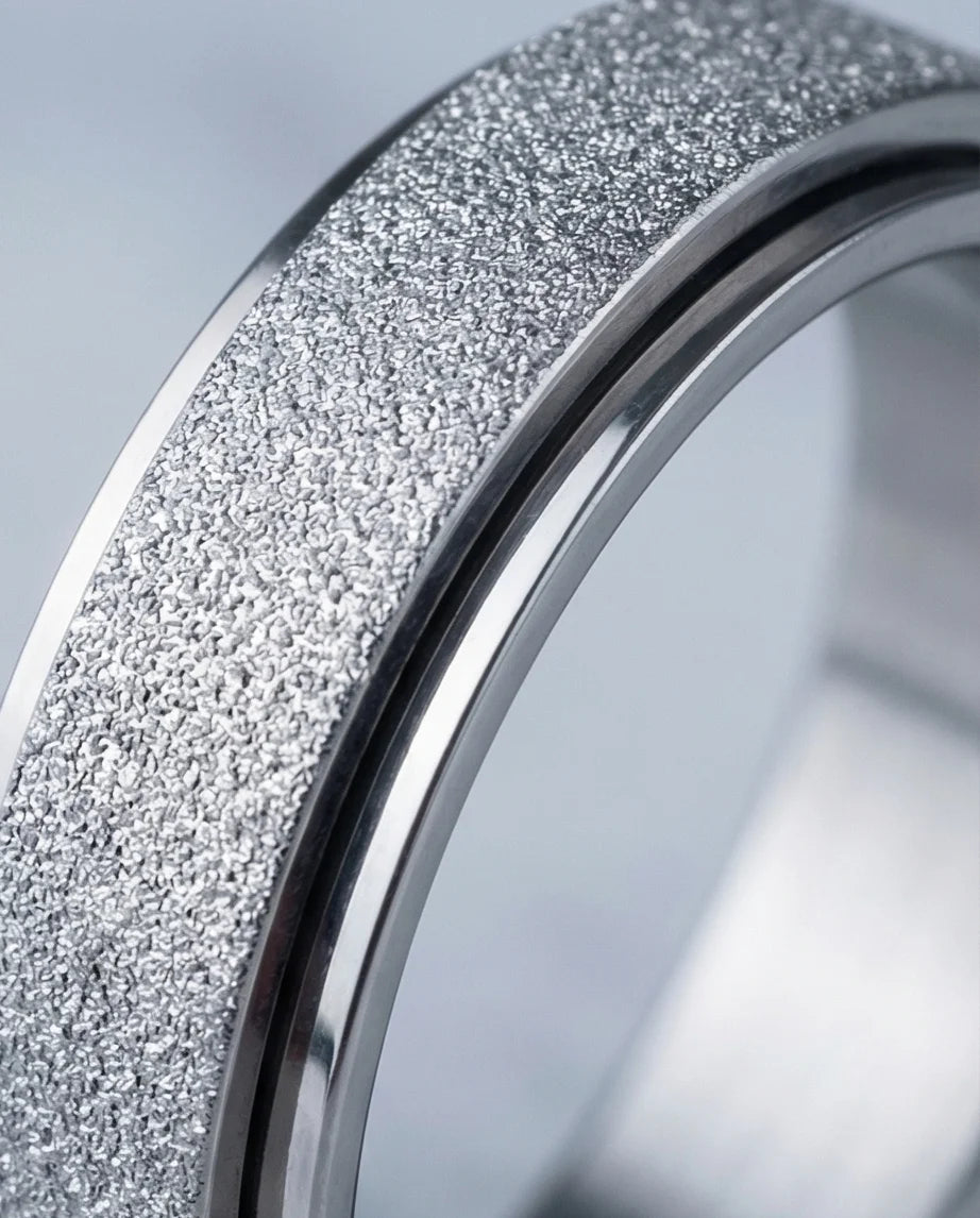 The Stardust Sentinel: Frosted Silver Spinner Band