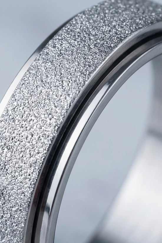 The Stardust Sentinel: Frosted Silver Spinner Band