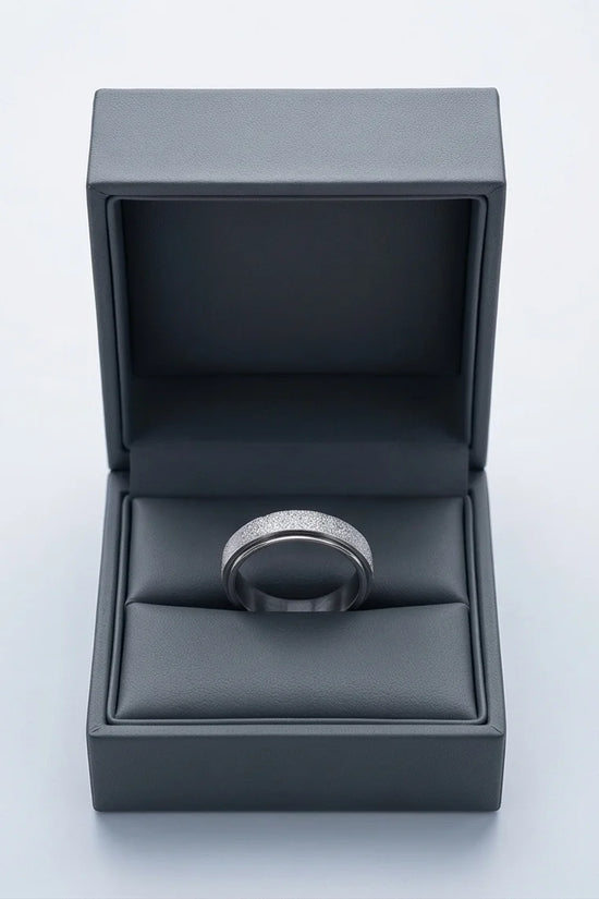 The Stardust Sentinel: Frosted Silver Spinner Band