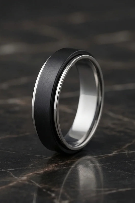 The Midnight Eclipse: Two-Tone Matte Black Spinner Band