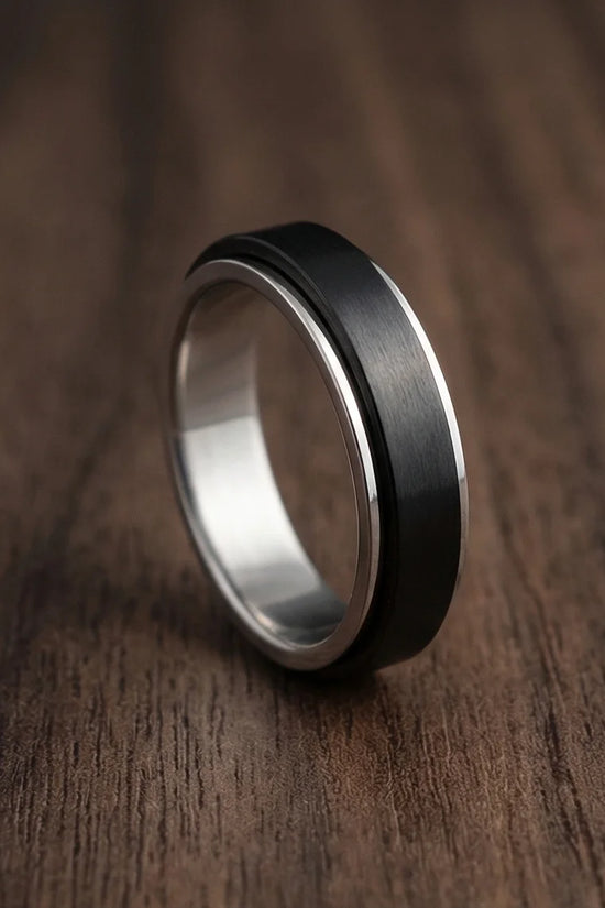 The Midnight Eclipse: Two-Tone Matte Black Spinner Band