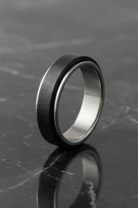 The Midnight Eclipse: Two-Tone Matte Black Spinner Band