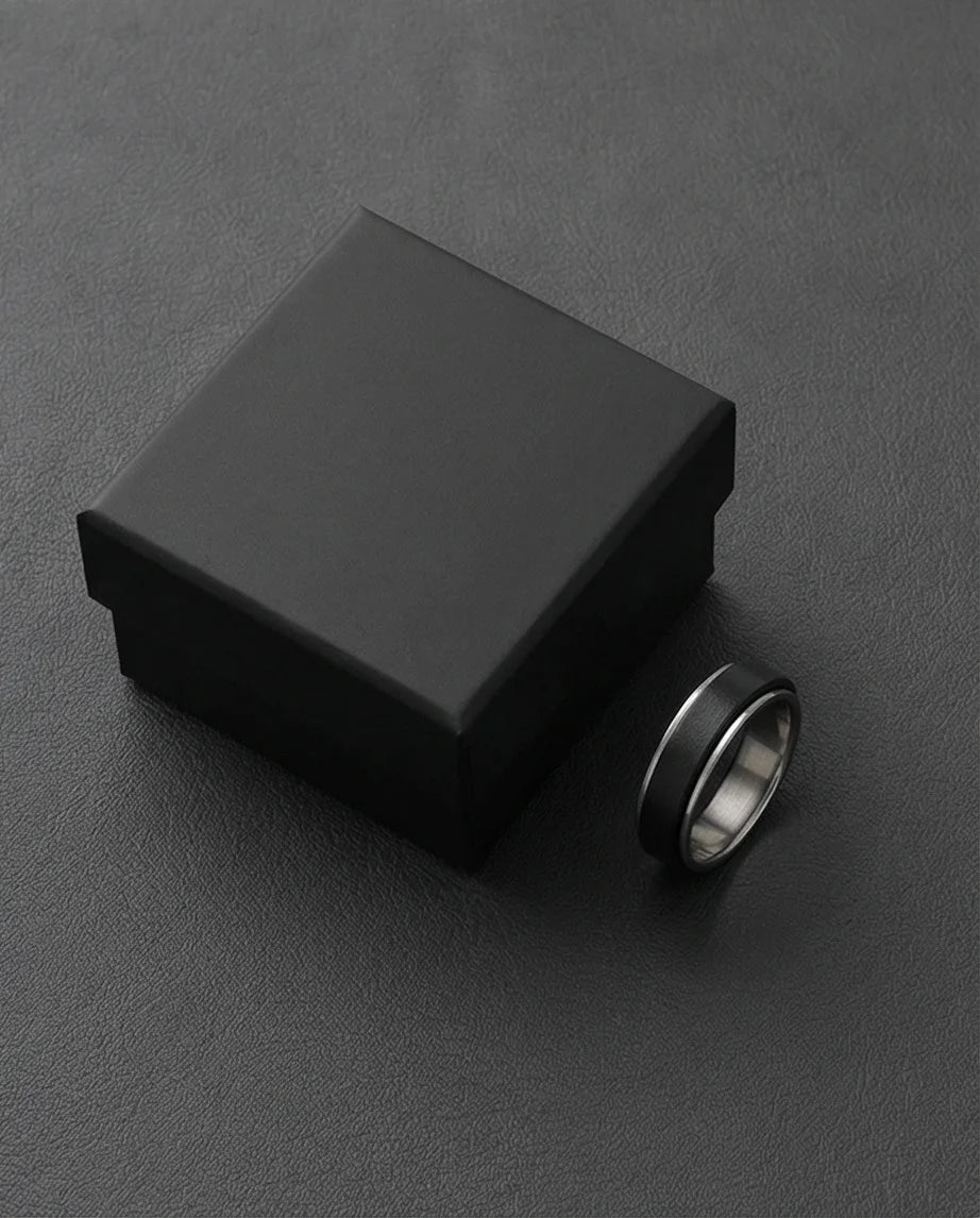 The Midnight Eclipse: Two-Tone Matte Black Spinner Band