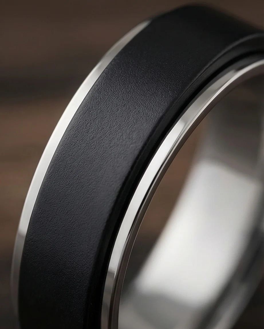 The Midnight Eclipse: Two-Tone Matte Black Spinner Band