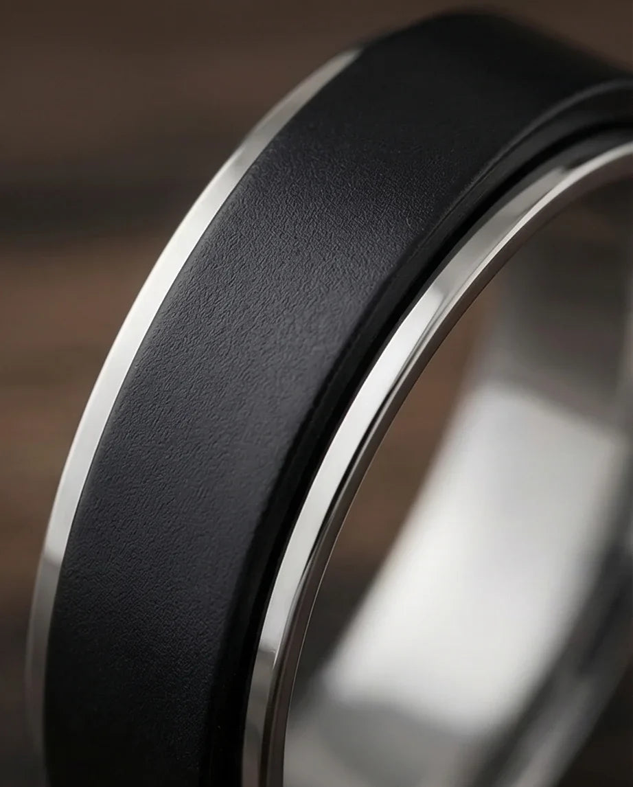 The Midnight Eclipse: Two-Tone Matte Black Spinner Band