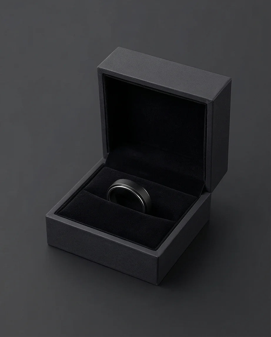 The Midnight Eclipse: Two-Tone Matte Black Spinner Band